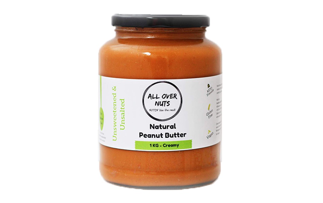 All Over Nuts Natural Peanut Butter Creamy  Glass Jar  1 kilogram